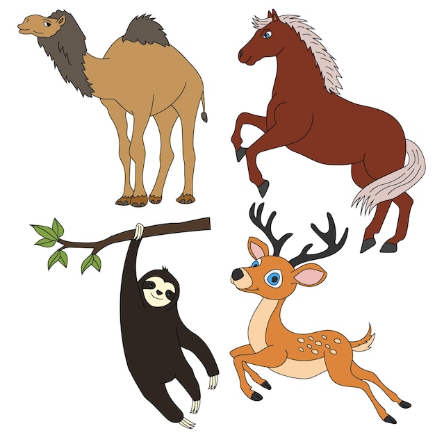 Coloroso juego de clipart de dibujos animados de animales salvajes para los amantes de la vida silvestre