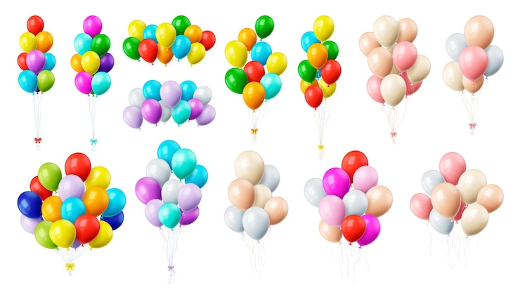 Vector colorosos globos aislados realistas globo con cinta y arco elementos decorativos de fiesta aniversario de cumpleaños graduación decoración vectorial concisa