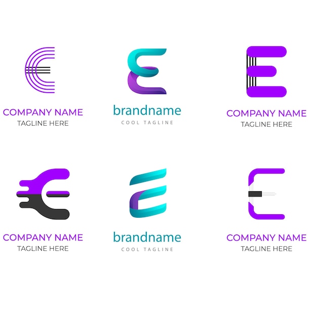 Colourful Gradient E Letter Logo Círculo Redondeado Estampa de diseño de logotipo para restaurante de propiedad Salud