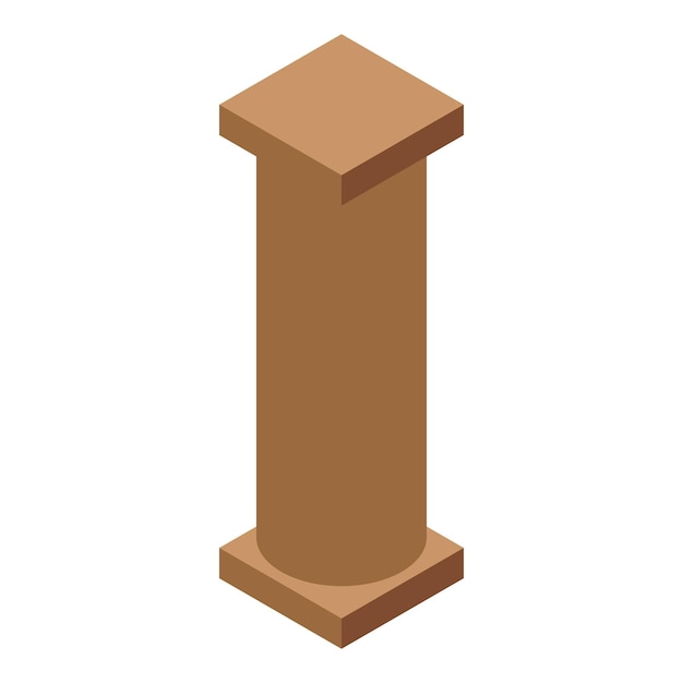 Columna antigua marrón de pie en un pedestal cuadrado