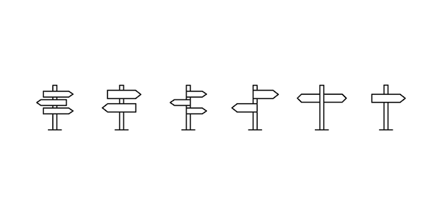 Columna con arcos que muestra el conjunto de iconos de dirección de la vía Vector EPS 10