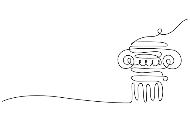 Columna griega uno dibujo de línea continua estilo minimalista viejos elementos de construcción columna griega uno