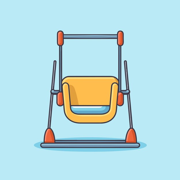 Vector un columpio con un asiento amarillo sobre un fondo azul