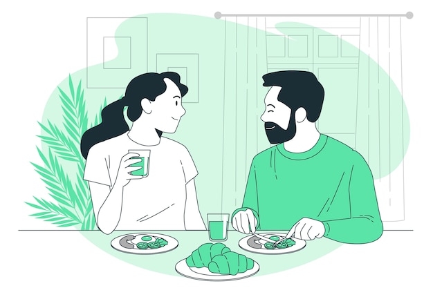 Coma la ilustración del concepto de desayuno
