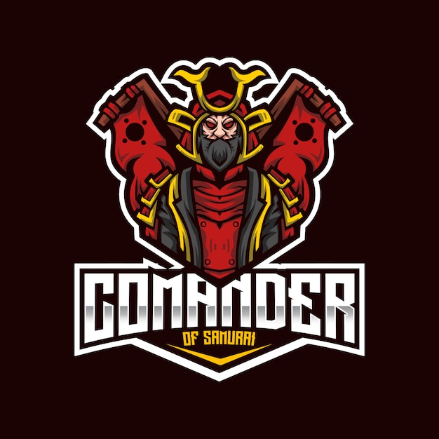 Comander of samurai esport logo template