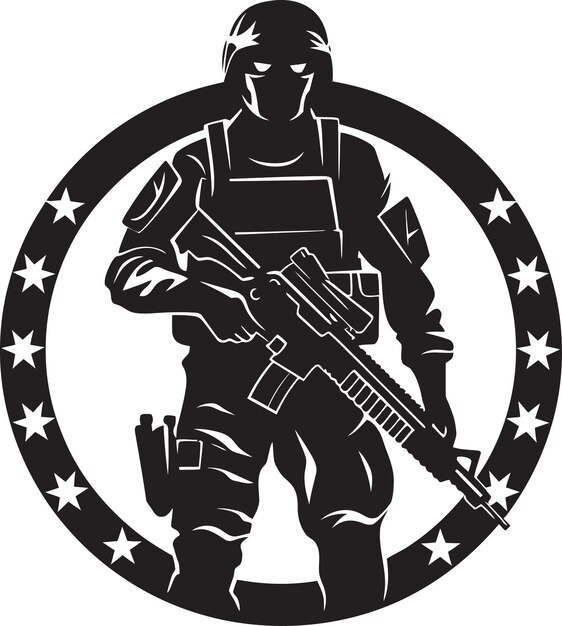 Vector combat sentinel vector armyman logo táctico guardián emblema de las fuerzas armadas