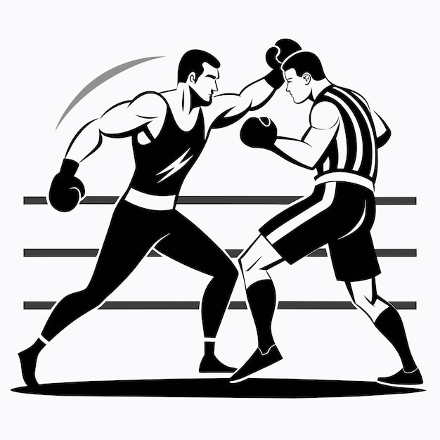 un combate de boxeo minimalista con dos hombres luchando en el ring de boxeos 17