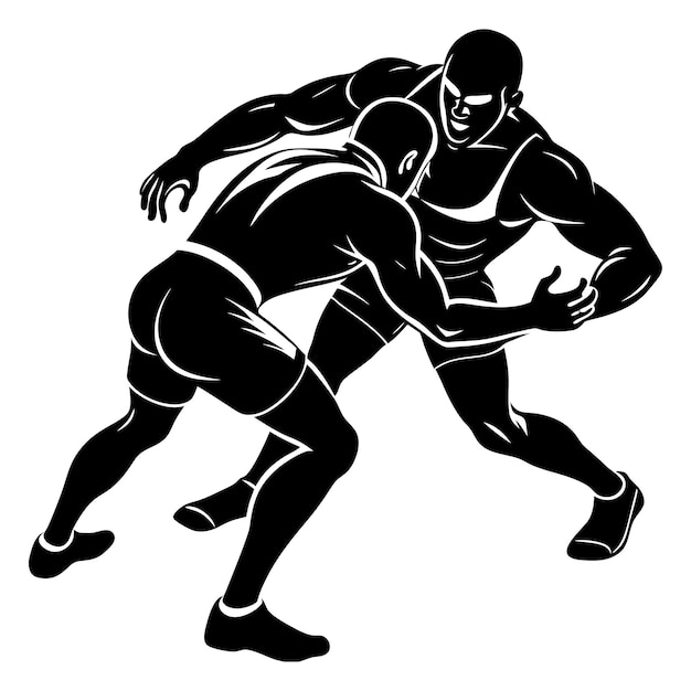Un combate de boxeo minimalista con dos hombres luchando