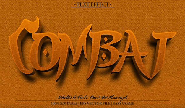 Combate Efecto de texto vectorial Editable Alfabeto Combate Guerra Ninja Batalla Juego de videojuego