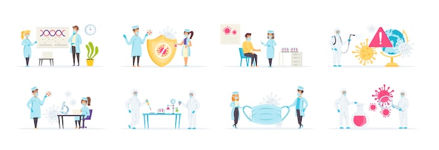 Combate la pandemia de coronavirus. Actividades médicas para prevenir enfermedades y virus.