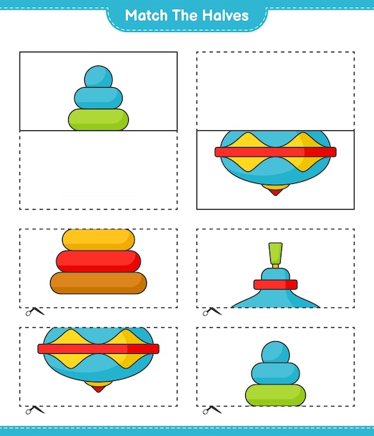 Combina las mitades Combina las mitades de Pyramid Toy y Whirligig Toy Juego educativo para niños