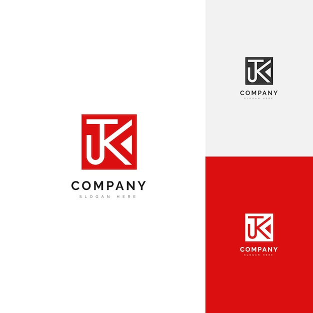 Vector combinación abstracta del logotipo de la letra jk con símbolo cuadrado inverso
