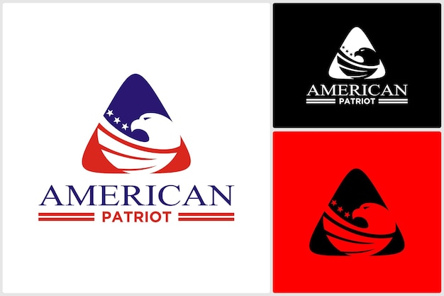 Combinación de bandera de águila americana con inspiración de plantilla de icono de vector de diseño de logotipo de triángulo