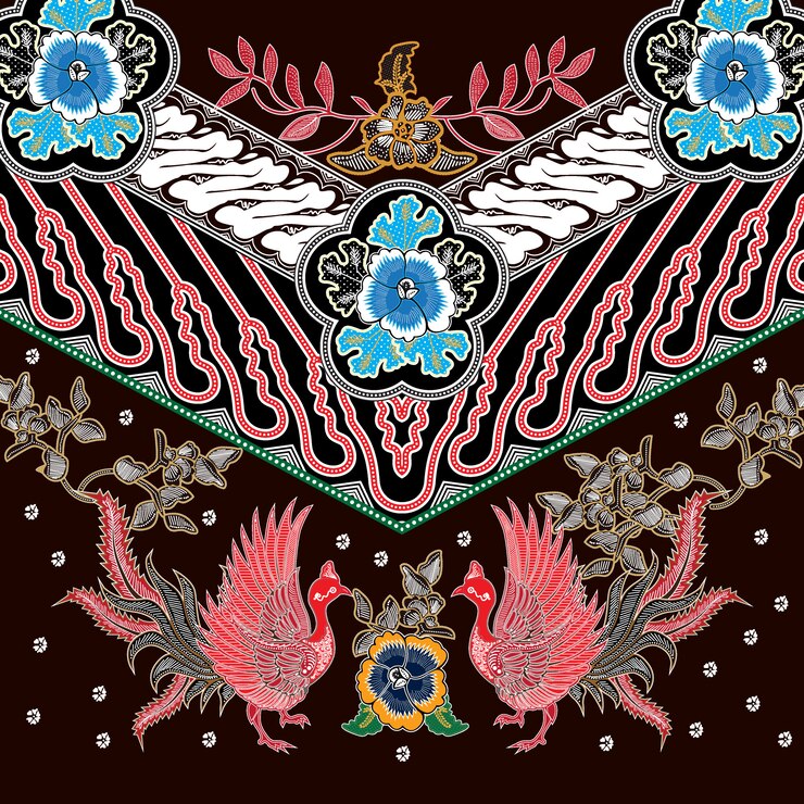 Combinación batik indonesia con color marrón dominante