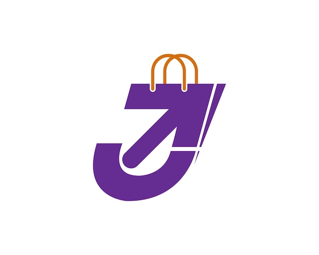 Combinación de bolsa y letra J Compra en línea Diseño de logotipo de la aplicación de compras