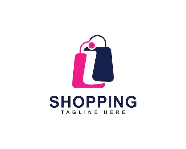 Combinación de bolso y letra I Compra en línea Diseño de logotipo de la aplicación de compra