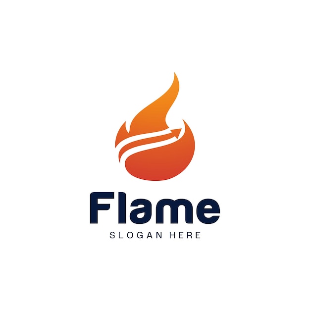 Combinación de conjunto de logotipo de fuego llameante con flechas