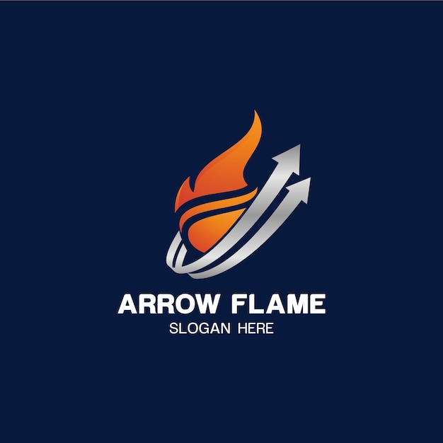 Combinación de conjunto de logotipo de fuego llameante con flechas
