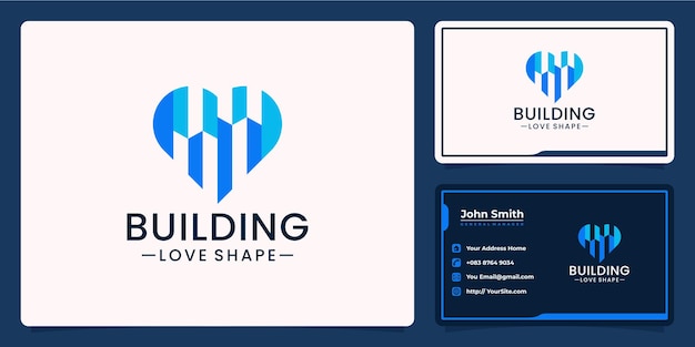 Combinación de construcción con plantilla de diseño de marca de logotipo de amor