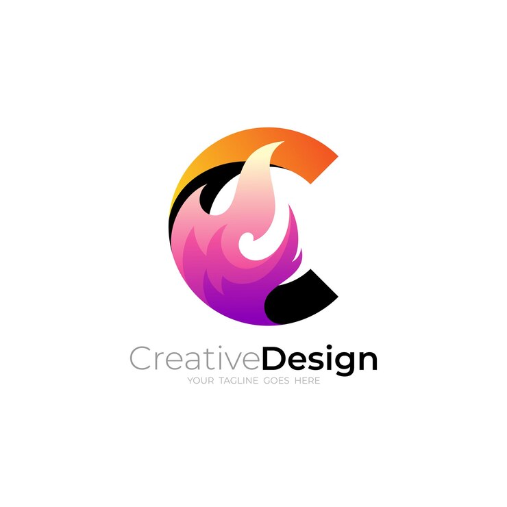 Vector combinación de diseño de logotipo c y llama icono de barbacoa logotipos de peligro