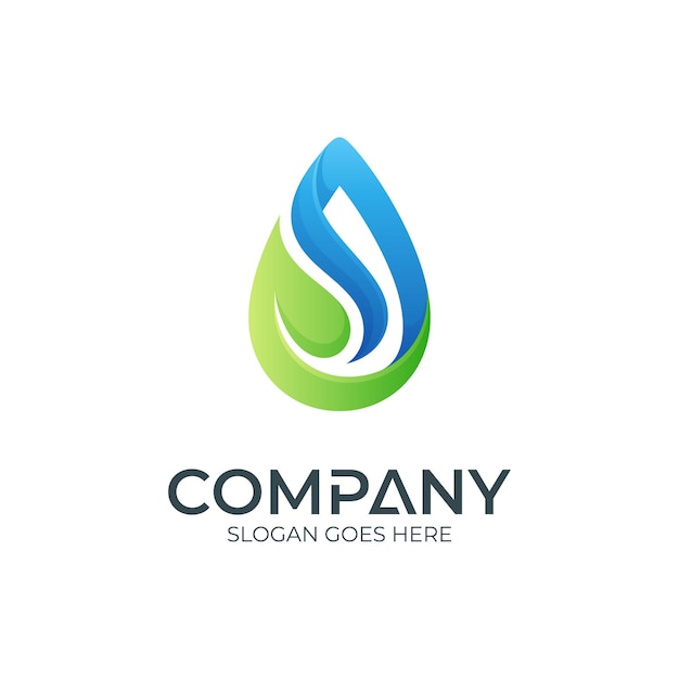 Combinación de diseño de logotipo de gota de agua con forma de hoja