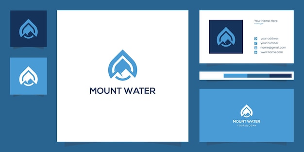 Vector combinación de diseño de logotipo de montaña y gota de agua