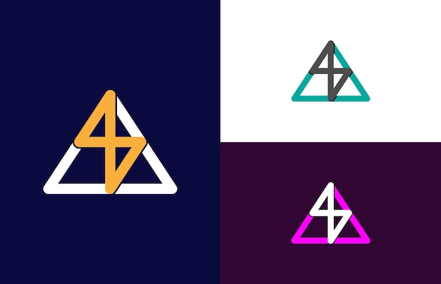 Combinación de diseño de logotipo de trueno y letra del alfabeto A