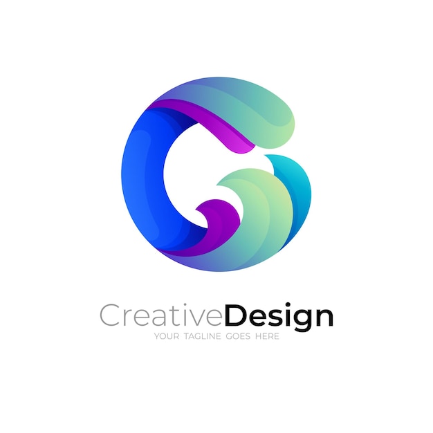 Combinación de diseño de onda y logotipo del símbolo G