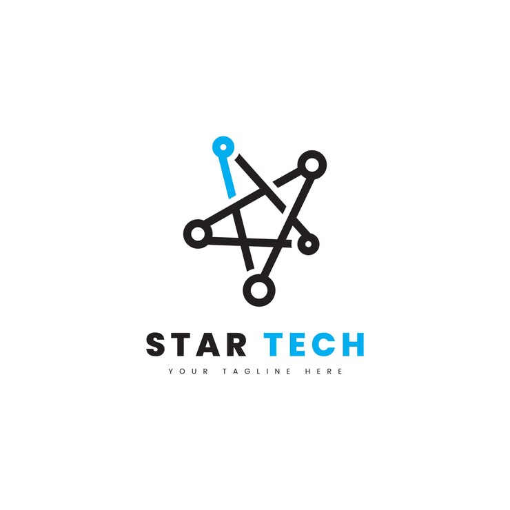 Vector combinación de estrella y círculo que están interconectados con fines de logotipo con temas tecnológicos