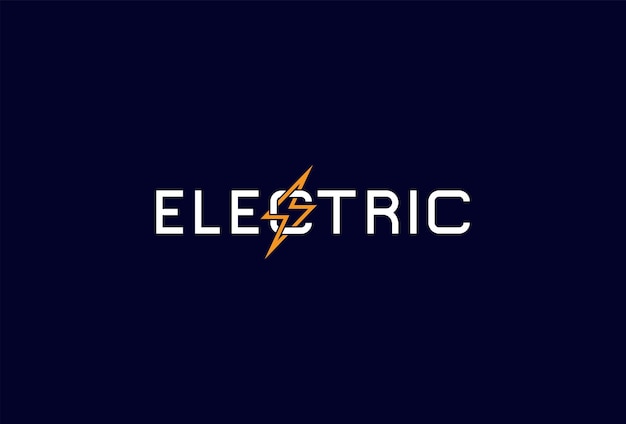 Combinación de la letra C eléctrica del logotipo y el icono del trueno en el texto Logotipo de tipografía eléctrica