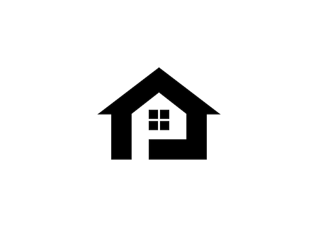 Combinación de la letra inicial p con la plantilla de diseño del logotipo vectorial de la forma de la casa