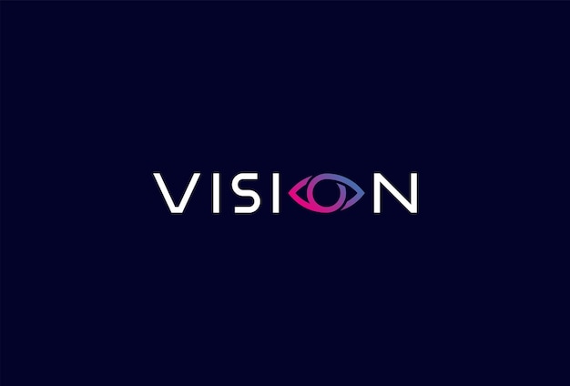 Combinación de la letra O del logotipo de la visión con el icono del ojo en el texto Ilustración vectorial de la tipografía de la imagen de la visión