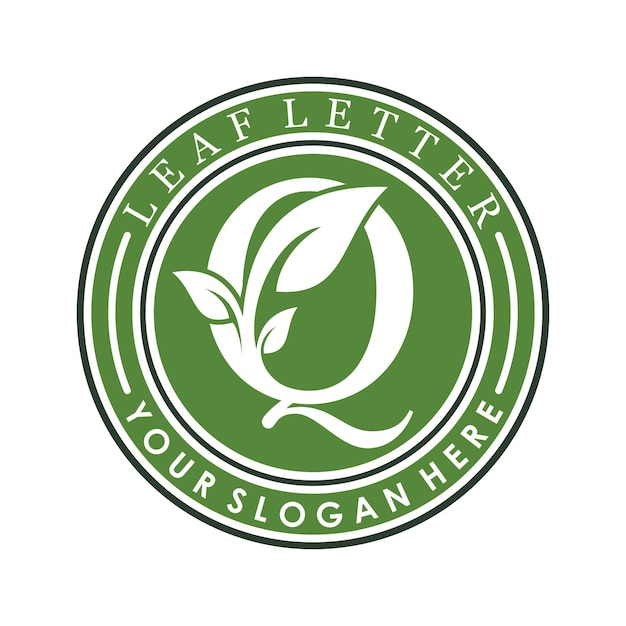 combinación de la letra q y el diseño de la hoja con un concepto creativo