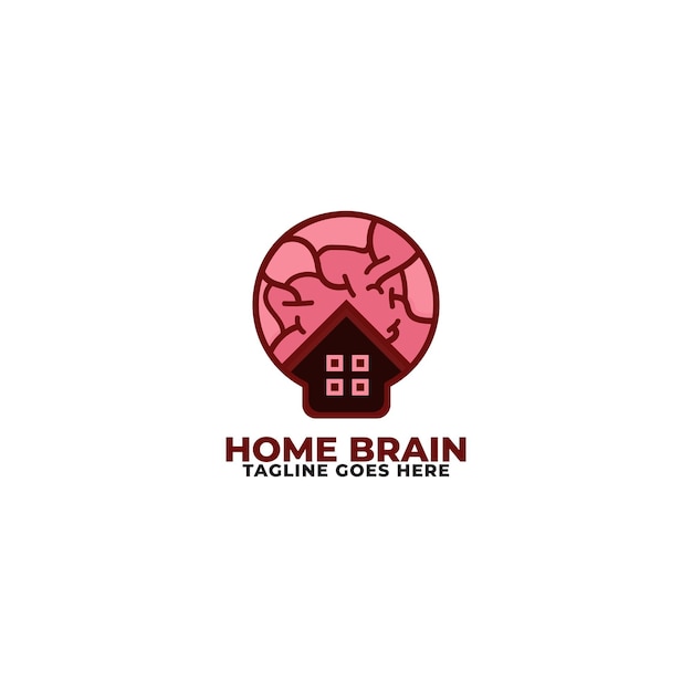 Combinación de logotipo de cerebro con vector de plantilla de diseño de logotipo de casa