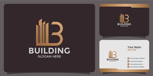 Combinación de logotipo de construcción de letra B y tarjeta de marca