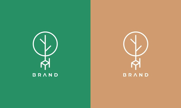 combinación de logotipo creativo de silla y árbol