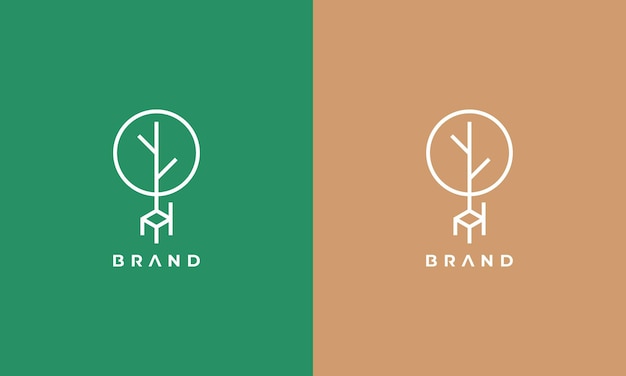 combinación de logotipo creativo de silla y árbol