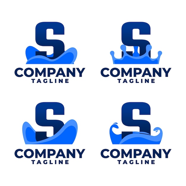 La combinación del logotipo de la letra S con forma de efecto de agua es buena para cualquier negocio relacionado con el agua