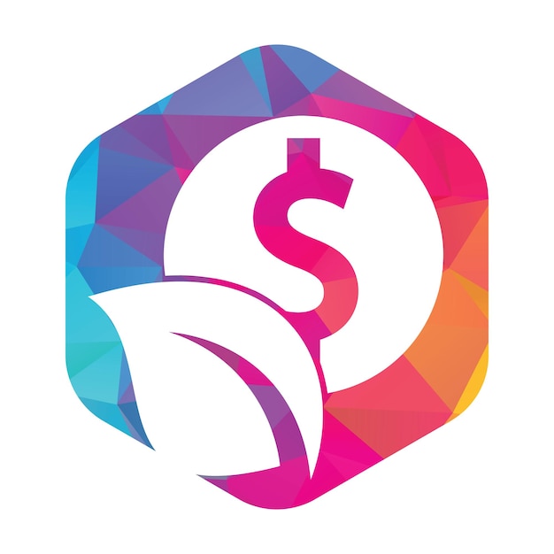 Combinación de logotipo de moneda y hoja Símbolo o icono de dinero y eco
