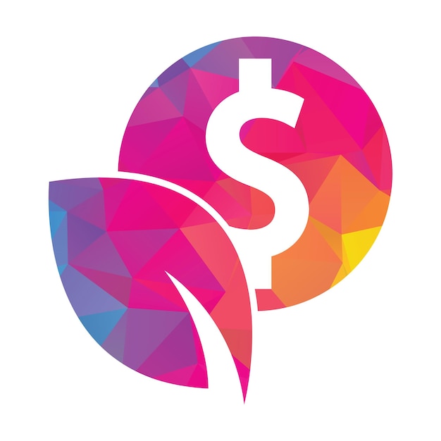 Combinación de logotipo de moneda y hoja Símbolo o icono de dinero y eco