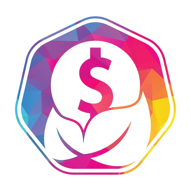 Combinación de logotipo de moneda y hoja Símbolo o icono de dinero y eco