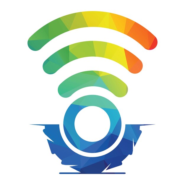 Vector combinación de logotipo de rueda y wifi icono de neumático y señal