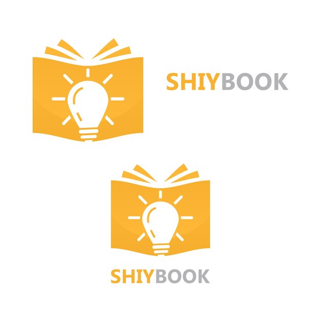 Combinación de logotipo vectorial de un libro y una bombilla