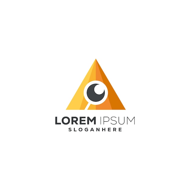 combinación de logotipo vectorial de montaña y lupa