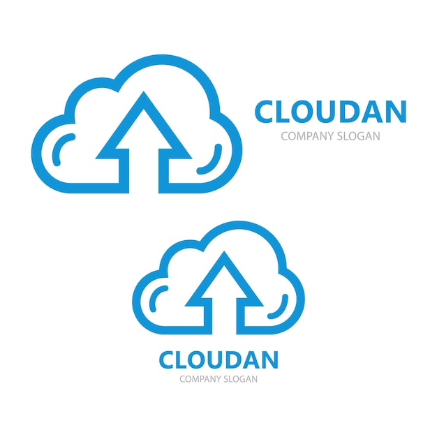 Combinación de logotipo vectorial de una nube y una flecha hacia arriba