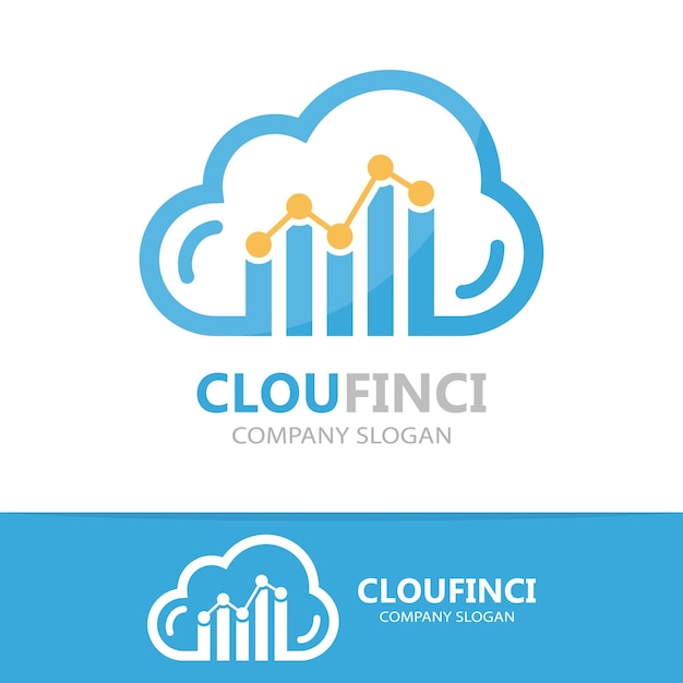 Combinación de logotipo vectorial de una nube y un gráfico financiero
