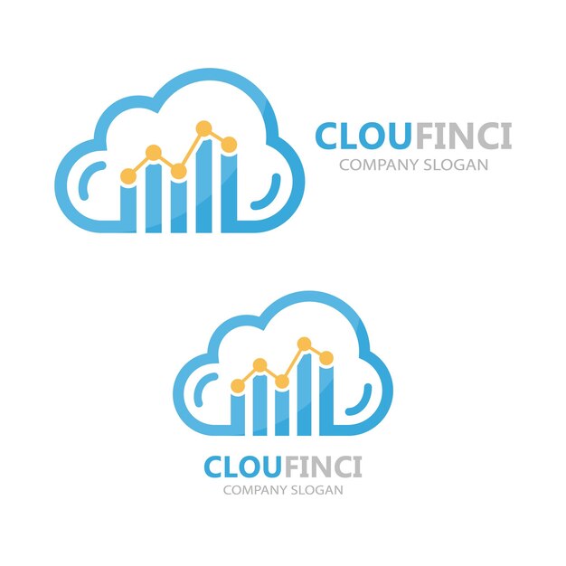Combinación de logotipo vectorial de una nube y un gráfico financiero