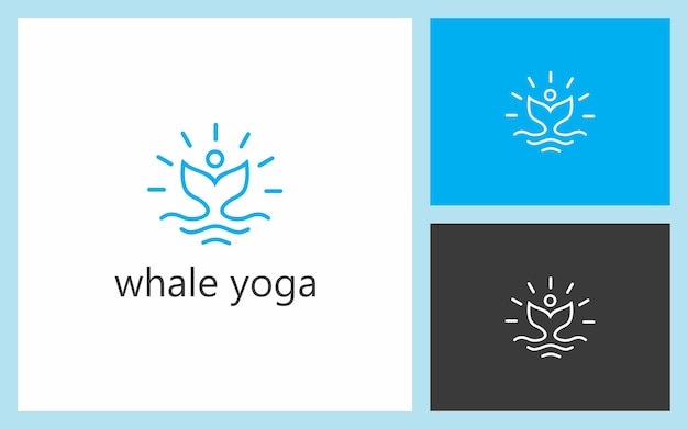 Combinación de logotipos de yoga y cola de ballena frescura comodidad y curación