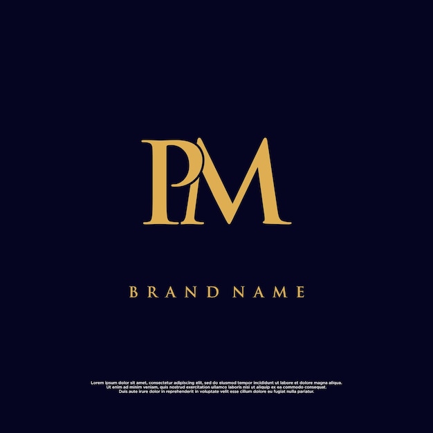 combinación moderna de lujo PM resumen vector logo