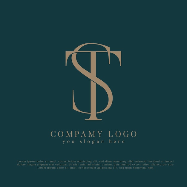 Combinación moderna de lujo ST o TS logotipo abstracto